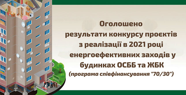 Результати Конкурсу проектів з реалізації у 2021 році енергоефективних заходів у житлових будинках міста Києва, в яких створені ОСББ та ЖБК